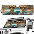 thumbnail image 2 of Yuyamidu Giraffe Driving Windshield Sun Shade, Funny Car Sunshade for Rubicon Sahara TJ JK JKU 2 & 4 Door-Blocks UV Rays Sun Visor Shield, Front Window Sun Shade Keeps Vehicle Cool, 2 of 7