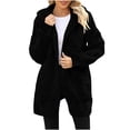 thumbnail image 2 of Wiyuqeen Womens Fuzzy Jacket Hooded Cardigan Open Front Sherpa Long Coat Solid Fleece Warm Fall Winter Outwear with Pockets, 2 of 9