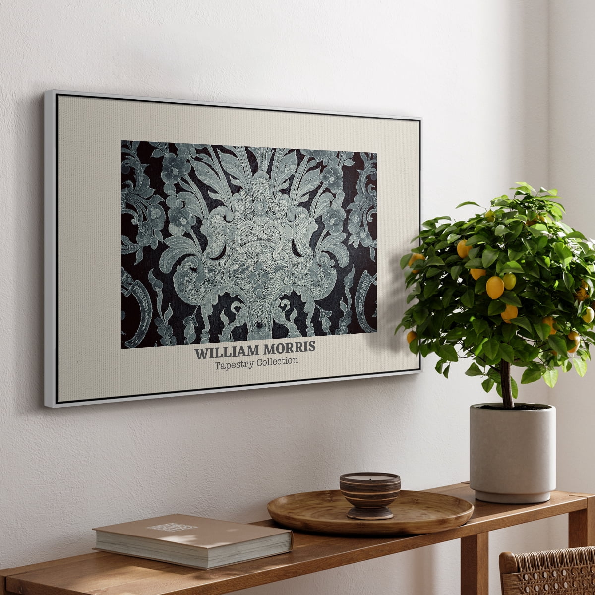 Vintage Abstract Print-XLII Framed in White Wood Gallery Wrapped Canvas 25 in. x 37 in.