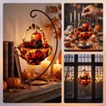 thumbnail image 2 of Halloween Pumpkin Suncatcher Ornament,Stained‑Glass Style Teacup Pumpkin Hanging Window Decorative for Window Porch Holiday Accent, 2 of 7