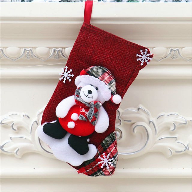 2022 New Hot Cartoon Stockings Santa Elk Fabric Gift Socks Candy Lovely Bag DIY For Children Fireplace Tree Christmas Decoration