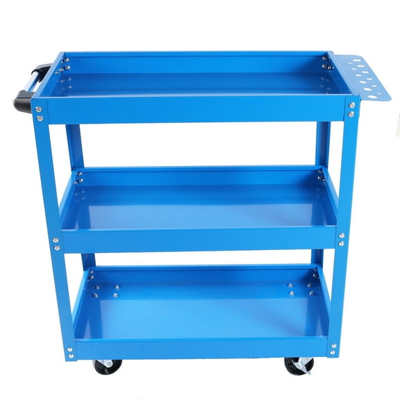 Noaman 3-Tier Rolling Tool Cart, Heavy Duty Steel Utility Cart with Lockable Wheels, 450 LBS Capacity, Blue, for Garage, Warehouse, Workshop (31x29.5x14in)