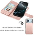 thumbnail image 3 of iPhone 17 Pro Max Case,for iPhone 17 Pro Max 6.9" Wallet Phone Case,Takfox PU Leather Magnetic Detachable Card Holders Shockproof Kickstand Protective [Flip Folio Cover] for iPhone 17 Pro Max - Pink, 3 of 6