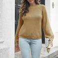 thumbnail image 4 of IROINNID Reduced Womens Sweater Round Neckline Pullover Sweater Solid Color Loose Mid-Length Long Sleeve Tops Blouse Knitted Sweater, 4 of 5
