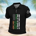 thumbnail image 5 of IWRICH Men's Plus Size Polo Shirts Waffle St. Patrick's Day Shamrock Short Sleeve Tees Casual Slim Fit Holiday Tops Black XXXXXL, 5 of 5