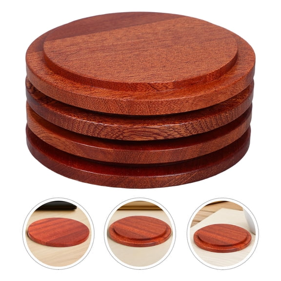 YOSADIER 4Pcs Solid Wood Mug Lid Replacement Smooth Polished Wooden Cover for Home Beverage Use