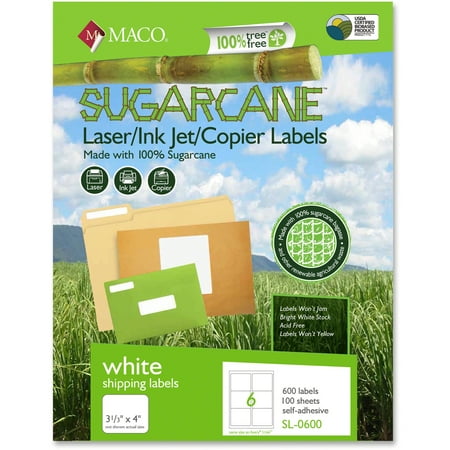 MACO Laser / Ink Jet / Copier Sugarcane Shipping Labels