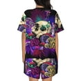 thumbnail image 3 of Bingfone Mushrooms and Skull Print Pajamas Sets for Women Soft Short-Sleeved Pjs with Lounge Shorts Two Piece Sleepwear, 3 of 8