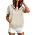 thumbnail image 6 of Amketima T Shirts for Women Half Zip Short Sleeve Hoodie, Raglan Sleeve Kangaroo Pocket Drawstring Hooded Pullover Top,Casual Athletic Sweatshirt Summer Tops for Women 2026, 6 of 8