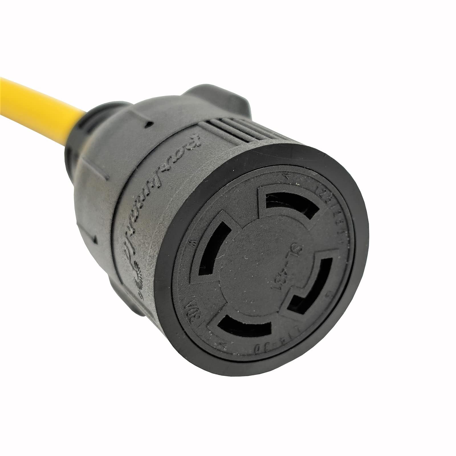 Parkworld 885477D Household 15A right angle plug 5-15P to Generator 4 prong 30A receptacle L14-30R socket Adapter Cord (12FT) groung pole on the top