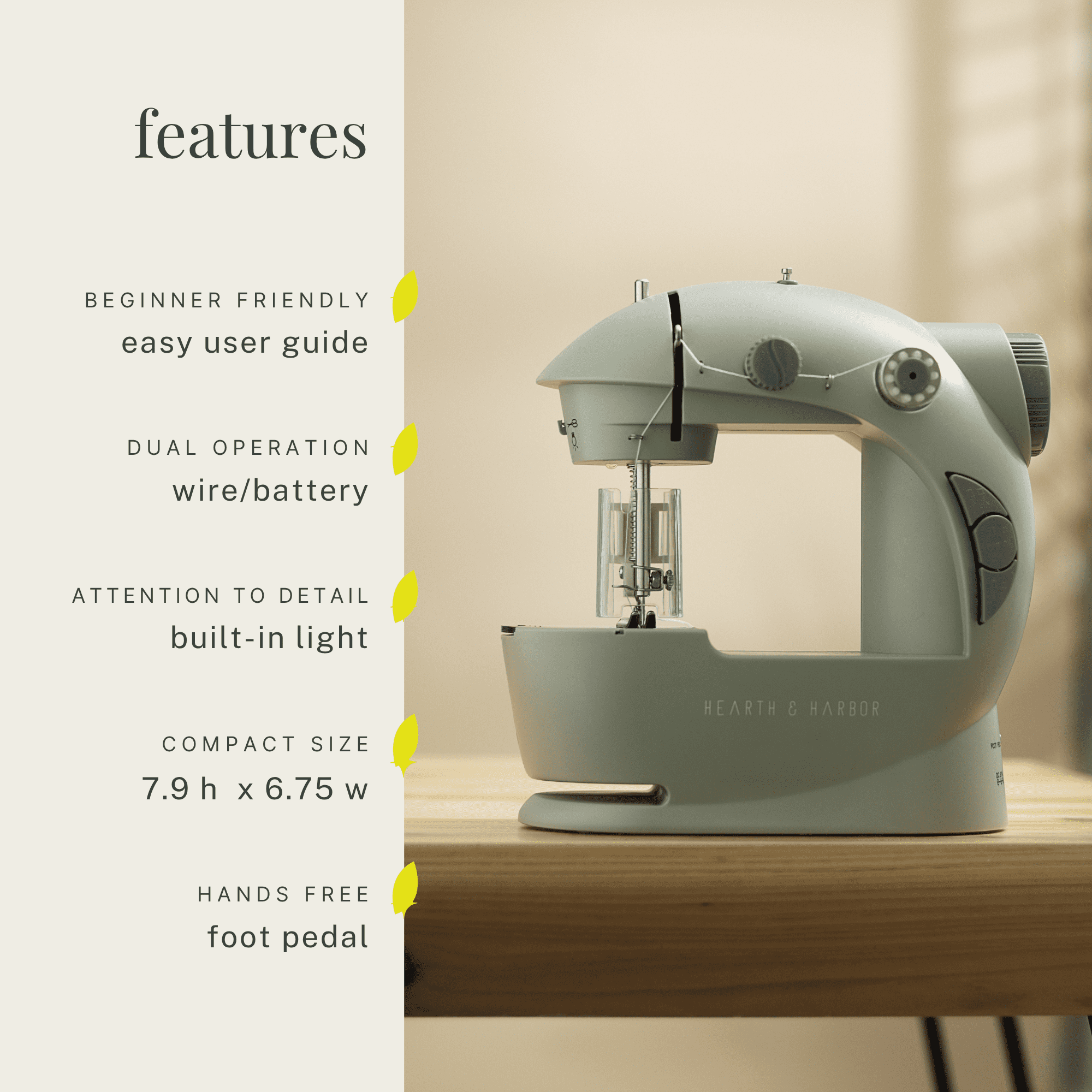 Virtu 122 PC Mini Portable Sewing Machine for Beginner, Kids Sewing Machine and Adults with Craft Supplies, Green
