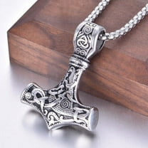 DEZILOO Mens Norse Viking Thors Stainless Steel Hammer Mjolnir Pendant Necklace
