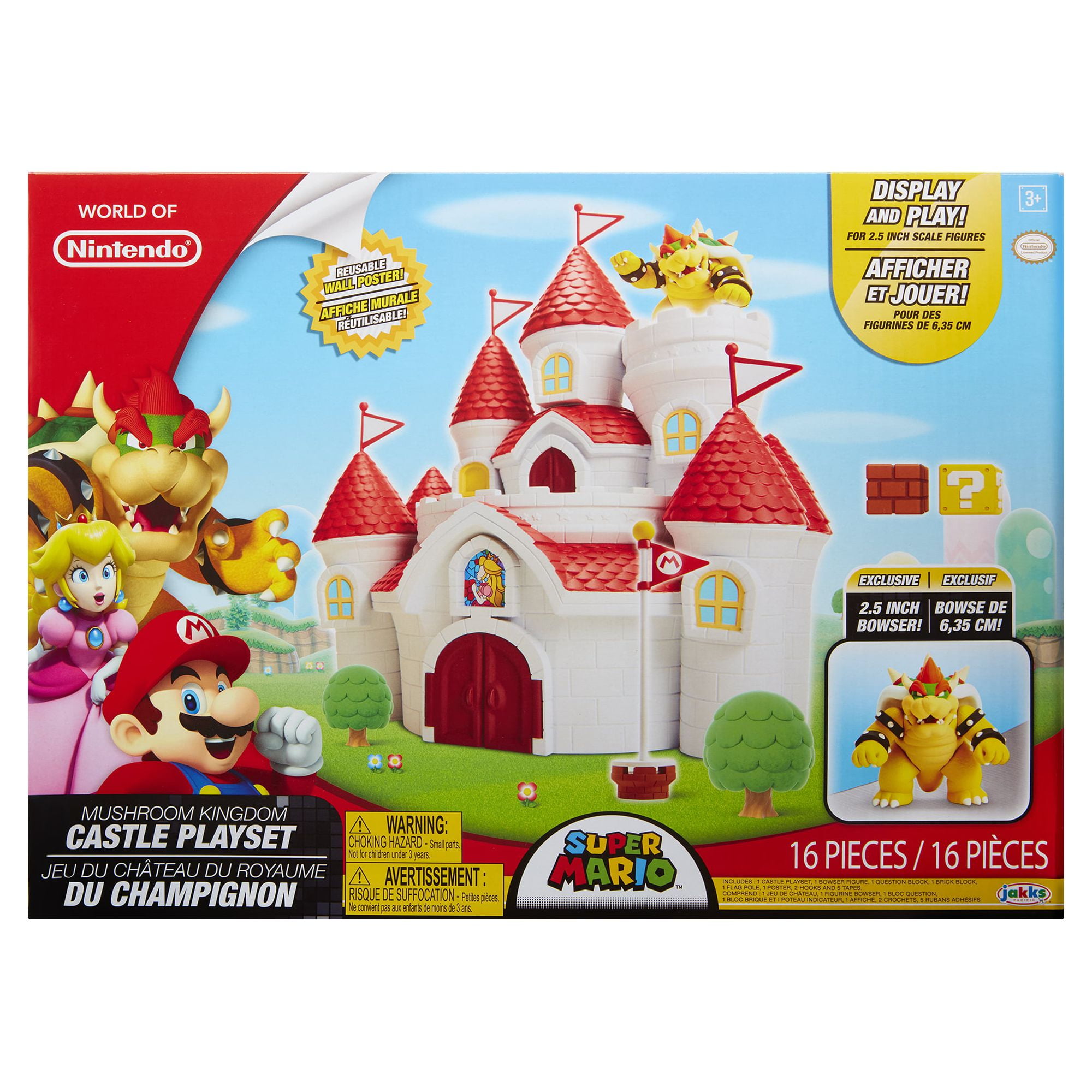  The Super Mario Bros. Movie The Super Mario Bowser Island  Castle Playset with 2.5” Bowser Action Figure & Interactive Pieces : Toys &  Games