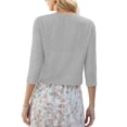 thumbnail image 6 of Uvplove Women's Cropped V-Neck Knit Cardigan Button Lightweight Soft Hollowed-Out Textured Shrug,Light Grey,L, 6 of 6