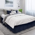 thumbnail image 3 of LINEN SHEETS- Pinch Pleated Bed Skirt, 14" Tailored Drop Pintuck Decorative, Hotel Luxury Bedskirt - 100% Microfiber -Breathable & Smooth-Olympic Queen Size-Navy Blue Solid, 3 of 5
