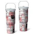 thumbnail image 2 of 1pc Cat 30oz Tumbler with Straw & Handle - Insulated Stainless Steel Cup | Holiday Gift for Man Women (Christmas, Valentine's, Birthday), 2 of 7