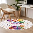 thumbnail image 5 of Area Rug 36in, Happy Birthday Celebration Party Floor Carpet Living Room Rug, Colorful Present Balloon Non-Slip Welcome Mat Indoor Rugs for Bedroom Dining Room, 5 of 9