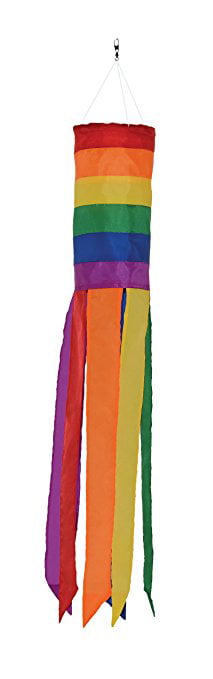 Boao 2 Pieces Windsock Colorful Hanging Decoration Windsock Waterproof Material for Outdoor Hanging 24 Inch, Rainbow Column