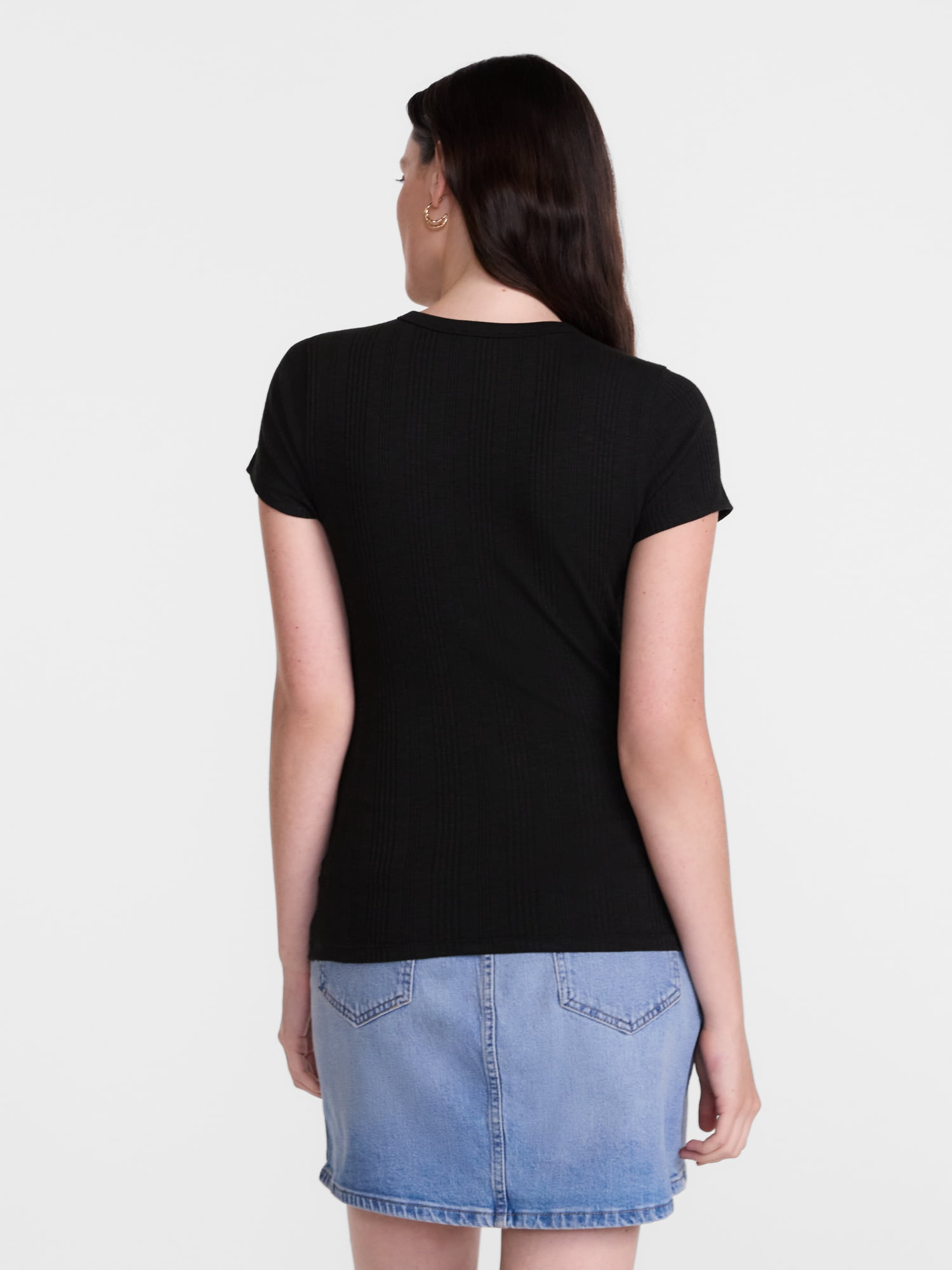 Scenario Women's Variegated Rib Tee with Short Sleeves, Sizes XS-XXXL
