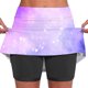 thumbnail image 1 of Jacenvly - Falda corta para mujer, estilo casual, de verano, con estampado de degradado, plisada, de tenis, elástica, atlética, para yoga, de dos piezas, suave, satinada y morada, 1 of 7