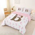 thumbnail image 2 of Erosebridal Initial Alphabet B Queen Comforter Set,Princess Bowknot Wild Cheetah Pattern Bedding Comforter Set For Bowtie Girls, Reversible 3pcs, 2 of 7