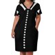 thumbnail image 2 of Vestido de cuello y bots de imitación para mujer ropa holgada con bolsillos blanco y negro vestidos de cumpleaños, 2 of 6