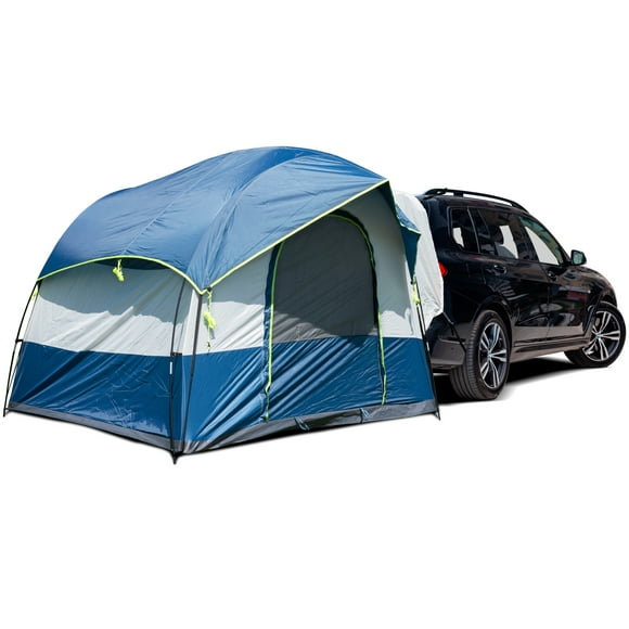 NEH Universal SUV Camping Tent - Up to 8-Person Sleeping Capacity, Includes Rainfly and Storage Bag - Car Tent, Tailgate Tent, Glamping Tent - 8'W x 8'L x 7.2'H Gray and Blue
