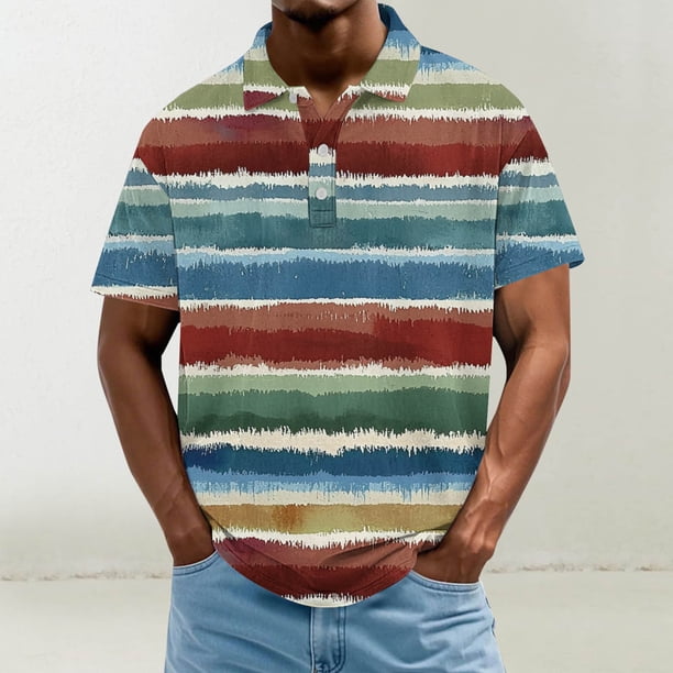 Blusa y camisa de manga corta con cuello vuelto para hombre, informal, de moda, de color liso, con botones, solapa y hebilla de gancho, camiseta de manga corta de poliéster para hombre.