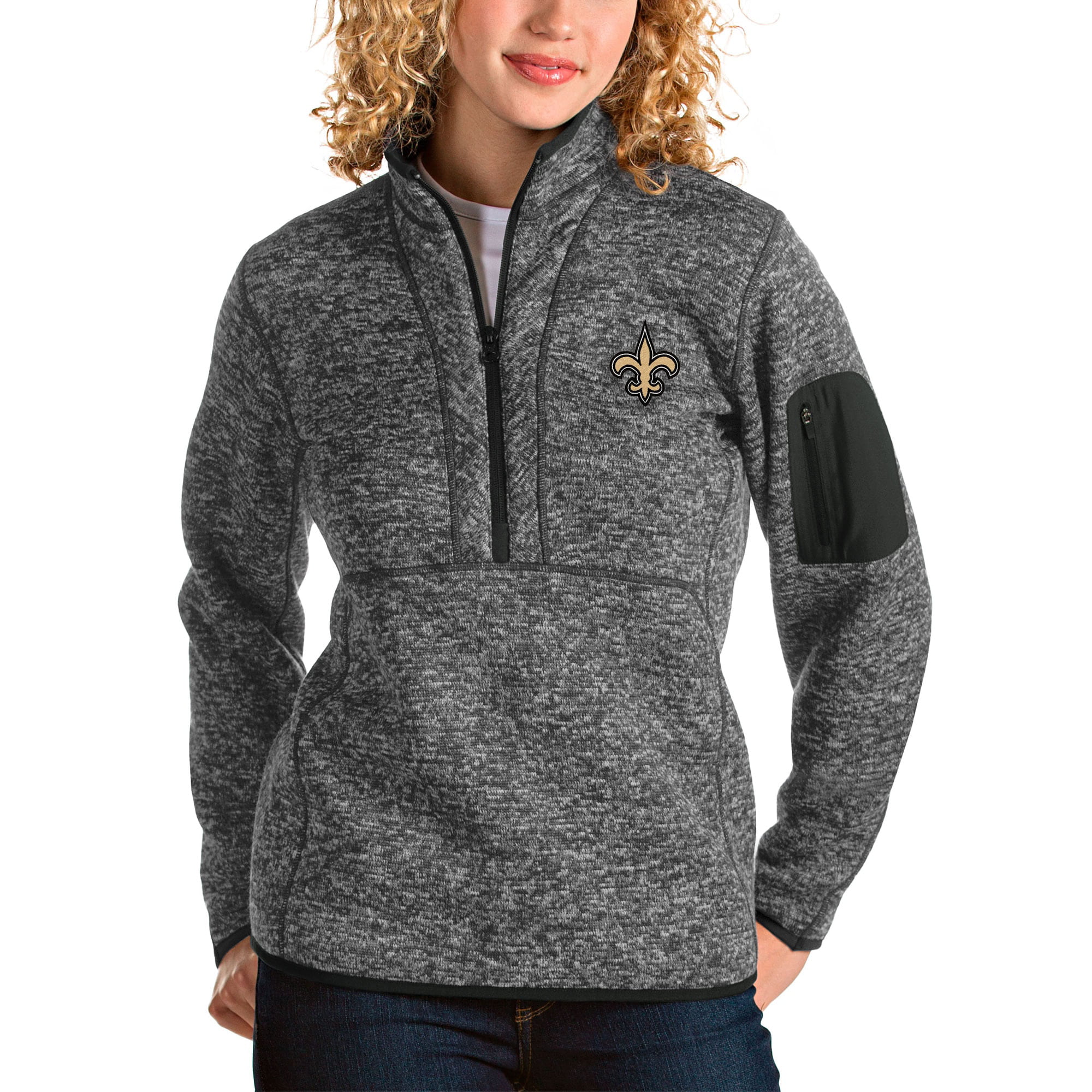 New Orleans Saints Antigua Women's Fortune Half-Zip Pullover Jacket ...