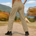 thumbnail image 6 of Cagogo Women's Cargo Pants with Pockets Drawstring Casual Loose Long Tapered Pants Streetwear Solid Trousers for Party Office Travel, Khaki M, 6 of 6