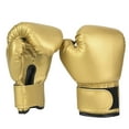thumbnail image 3 of Un par de guantes de boxeo de cuero sintético para niños, con saco de arena, para entrenamiento de boxeo y sparring (dorados), 3 of 12