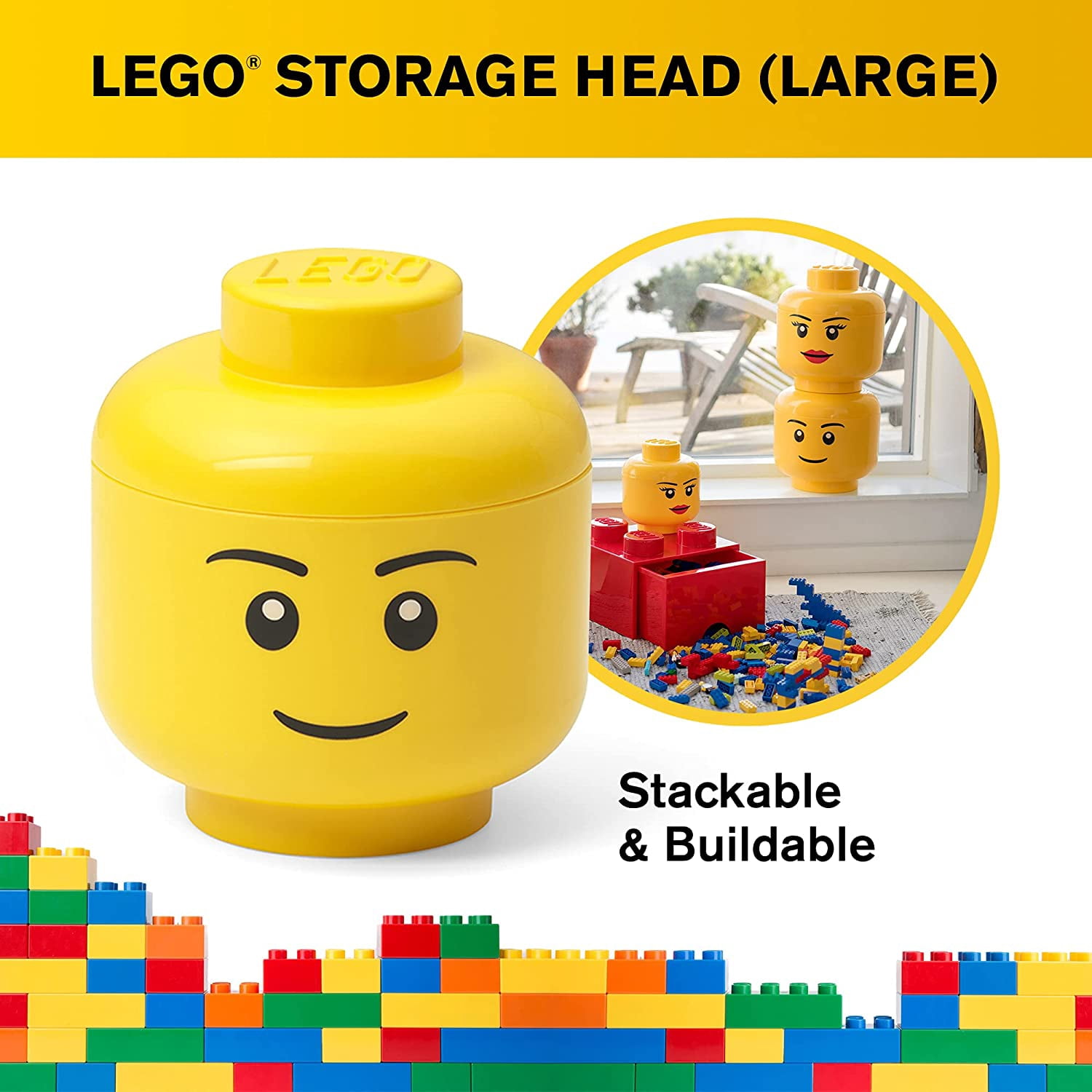 LEGO Construction Blocks Storage Head - - Large Boy