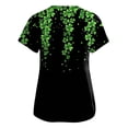 thumbnail image 3 of Scrub Tops Women Print Irish Shamrock Printed V-Neck Breathable T-Shirts Short Sleeve Professionals Soft Stretch St. Patrick's Day Workwear Shirt with Pockets dark green Medium, 3 of 4