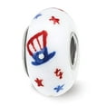 thumbnail image 2 of FB Jewels Ster.Silver Reflections Hand Painted Patriotic Democrat Fenton Glass Bead, 2 of 3