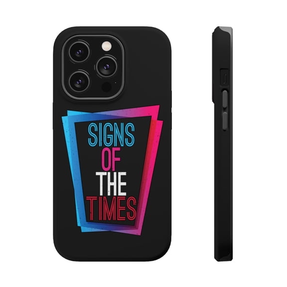 DistinctInk Tough Case for Apple iPhone 15 PRO (6.1" Screen), Compatible with MagSafe Charging - Signs Of The Times