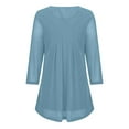 thumbnail image 5 of Dressy Tops for Women, Women's Pleated 3/4 Sleeve Glitter Shirts Casual Flowy Blouses Mesh Layered Tunic Tops (S, Light Blue), 5 of 6
