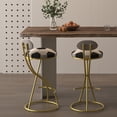 thumbnail image 6 of Set of 4 Round Bar Stools S-shaped Stripe Kitchen Stool Modern Velvet Upholstered Counter Chair for Dining Room (White), 6 of 12