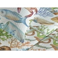 thumbnail image 3 of Ambesonne Ocean Themed Quilted Coverlet 3 Pcs, Nautical Fish Corals, King Size, Pale Caramel Sea Blue, 3 of 4