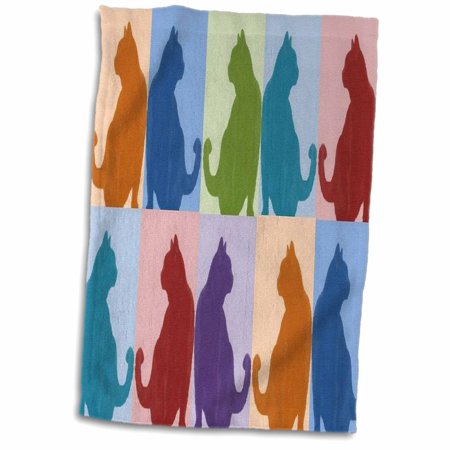 3dRose Silhouette Cat Collage Pattern New Media Art, Cats related with the occult - Towel, 15 by 22-inch