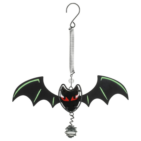 Spooky Black Bat 10 x 9 Metal Decorative Hanging Bouncy Figurine