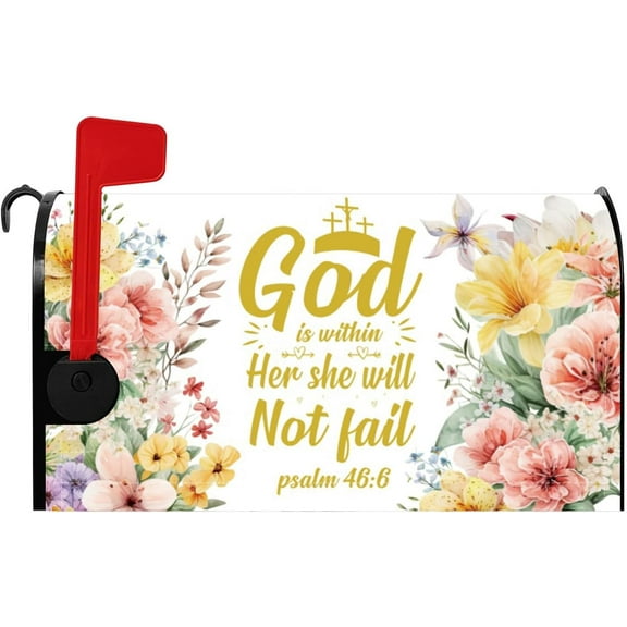 Bible Verse Mailbox Cover Religious Inspirational Quote Magnetic Mailbox Covers Spring Floral Decor Mail Box Wraps Easter Fiesta for Christian House Outdoor Garden Mailbox Cover 18x21 Inch