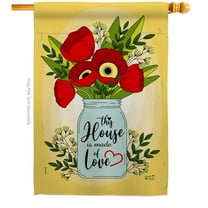 Angeleno Heritage H137207-BO House of Love Floral Double-Sided Garden Decorative House Flag, Multi Color