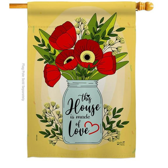 Angeleno Heritage H137207-BO House of Love Floral Double-Sided Garden Decorative House Flag, Multi Color