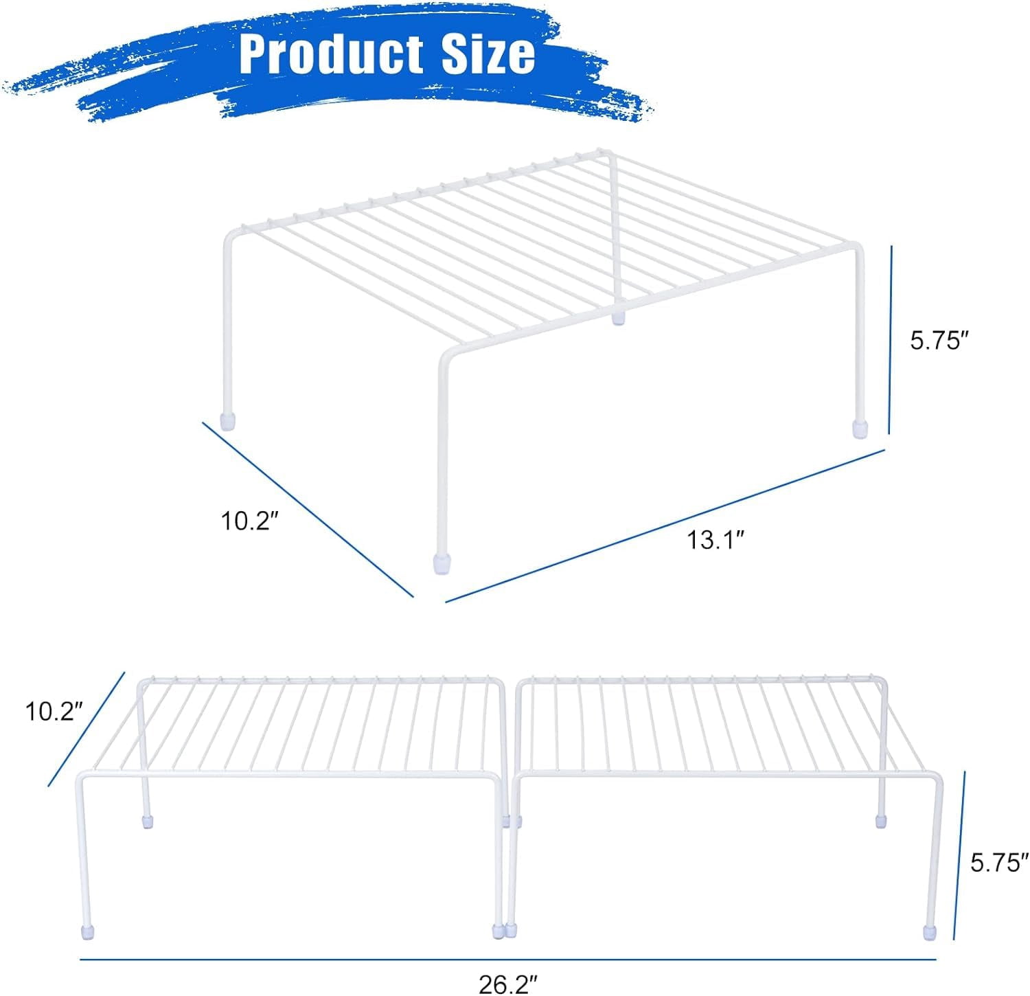 Medium (13.1 X 10.2 Inch) Cabinet Storage Shelf Rack  Shelves Kitchen Counter And Organizer For Fridge Bathroom Cupboard& Pantry (6 White)