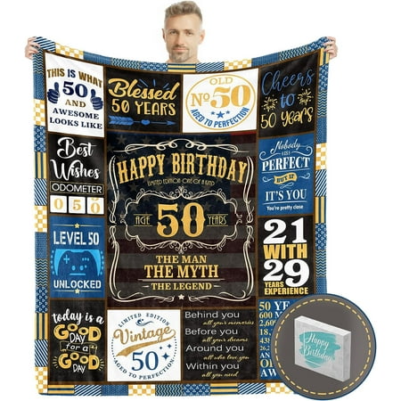 LHSHID 50th Birthday Gifts for Men 50 Birthday Gifts for Men with Gift Box 50th Birthday Gifts Blanket 50th Birthday Gifts for Men Funny 50 Year Old Birthday Gift for Men 30 x40