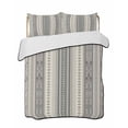 thumbnail image 2 of Quilts Full Size, Boho Stripes, Soft Comforter Bedding Set for Bed, Beige Geometric Modern Flower Stripe Lightweight Quilted Bedspread with Pillow Cover(2 Pieces) for All Season, 78x90 Inch, 2 of 6