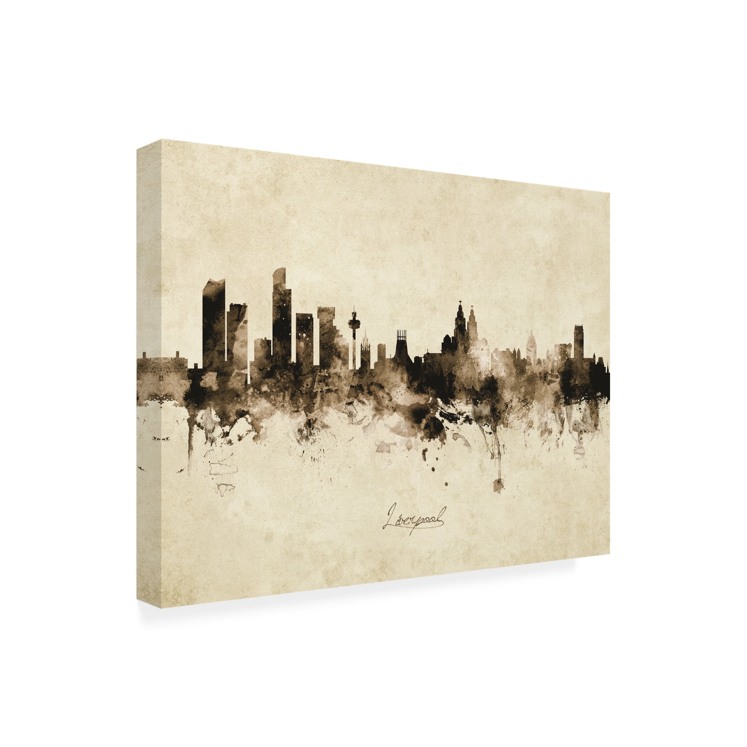 Michael Tompsett 'Liverpool England Skyline Vintage' Canvas Art