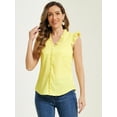 thumbnail image 4 of DARING DIVA Women's Ruffle Shirt Cap Sleeve Plaid Gingham Blouse XL Yellow, 4 of 6