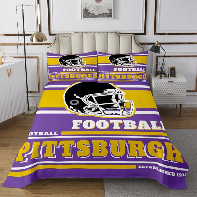 Erosebridal Ensembles de Courtepointe de Sport pour Enfants pour Lit Simple, Léger, Violet 2 Pcs, Pittsburgh