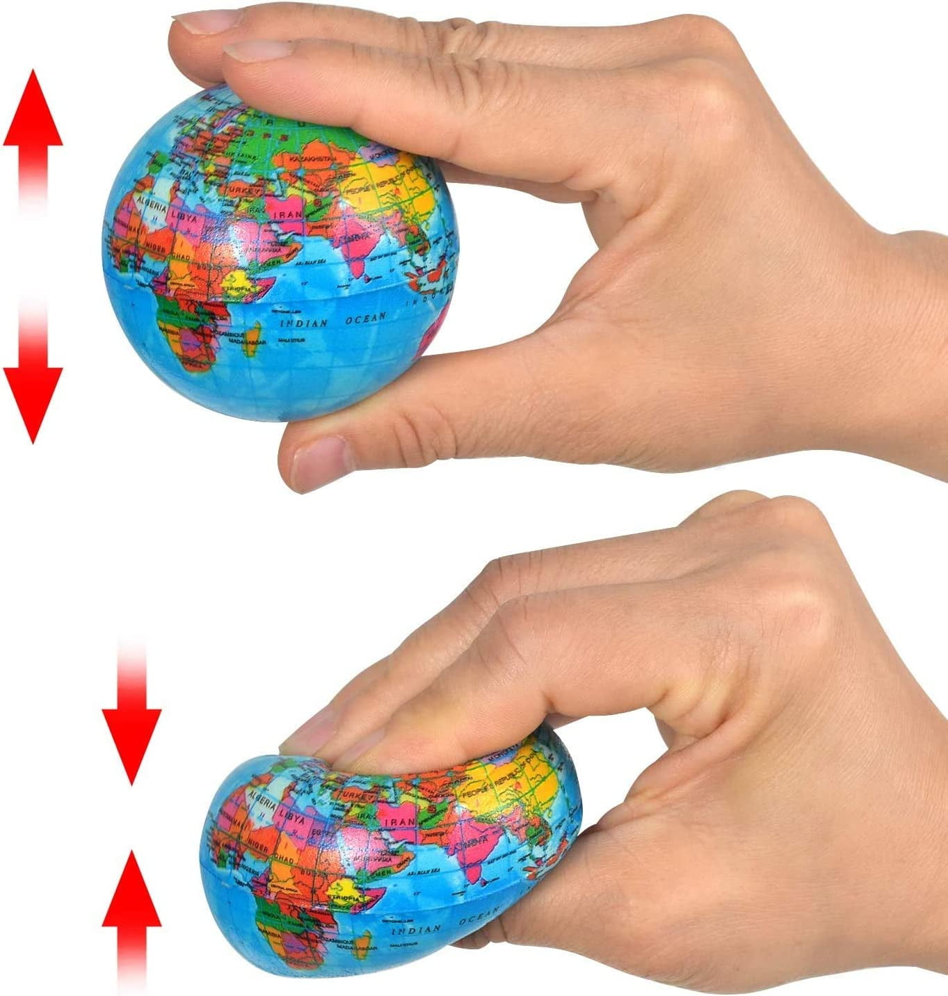Mini Globe Planet Earth Soft Foam Stress Relief Ball Toys for School, Classroom and Party Favors Pack of 24
